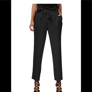 Rachel Roy Black Paperbag Tapered Trousers size 10